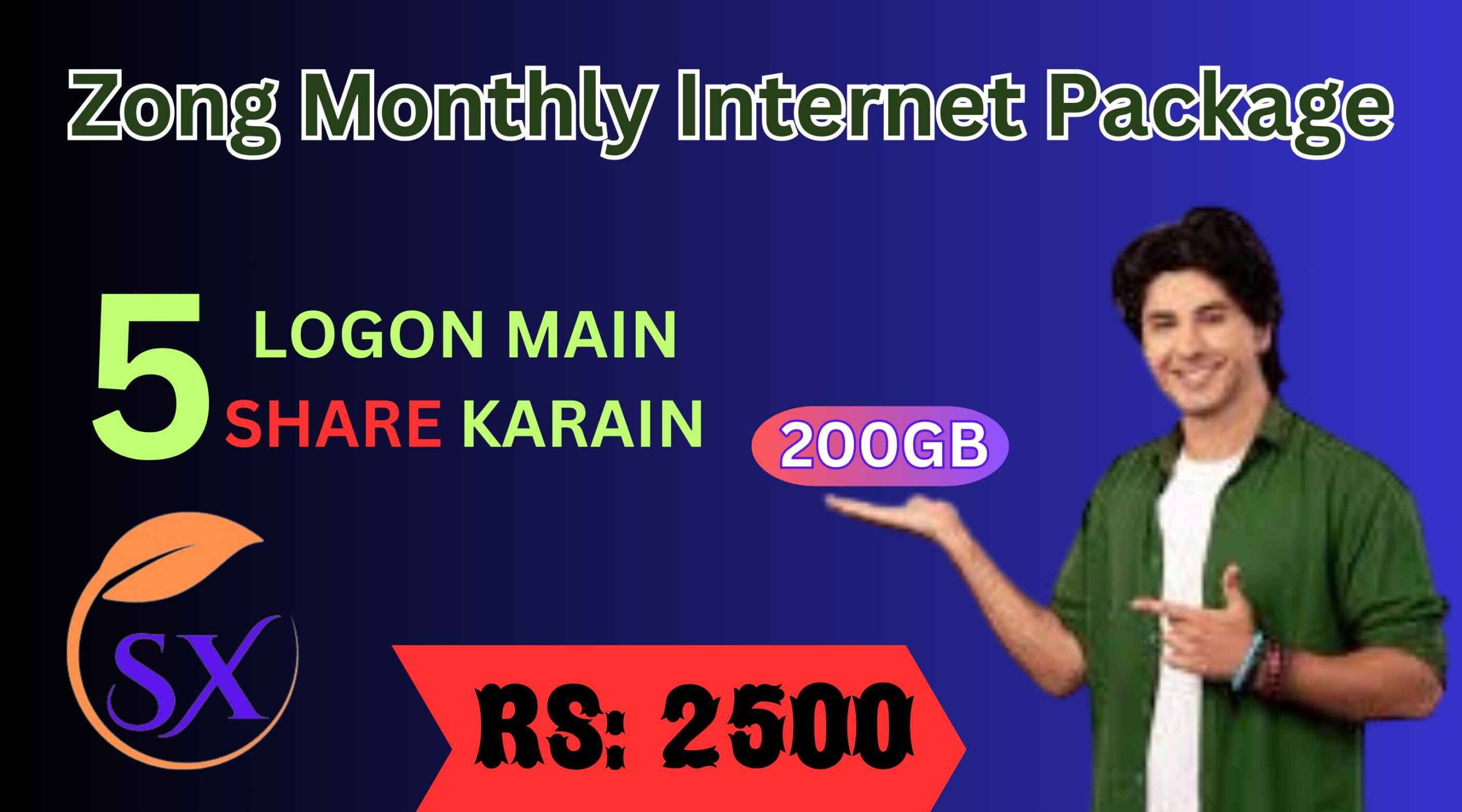 Zong Monthly 200GB Data Bundle | Internet, Call & SMS Package